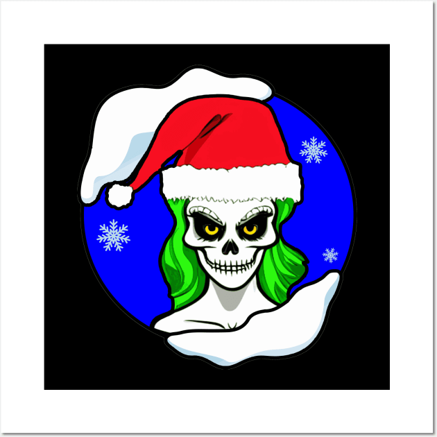 Christmas Skeleton Skull Girl Wall Art by Nuletto